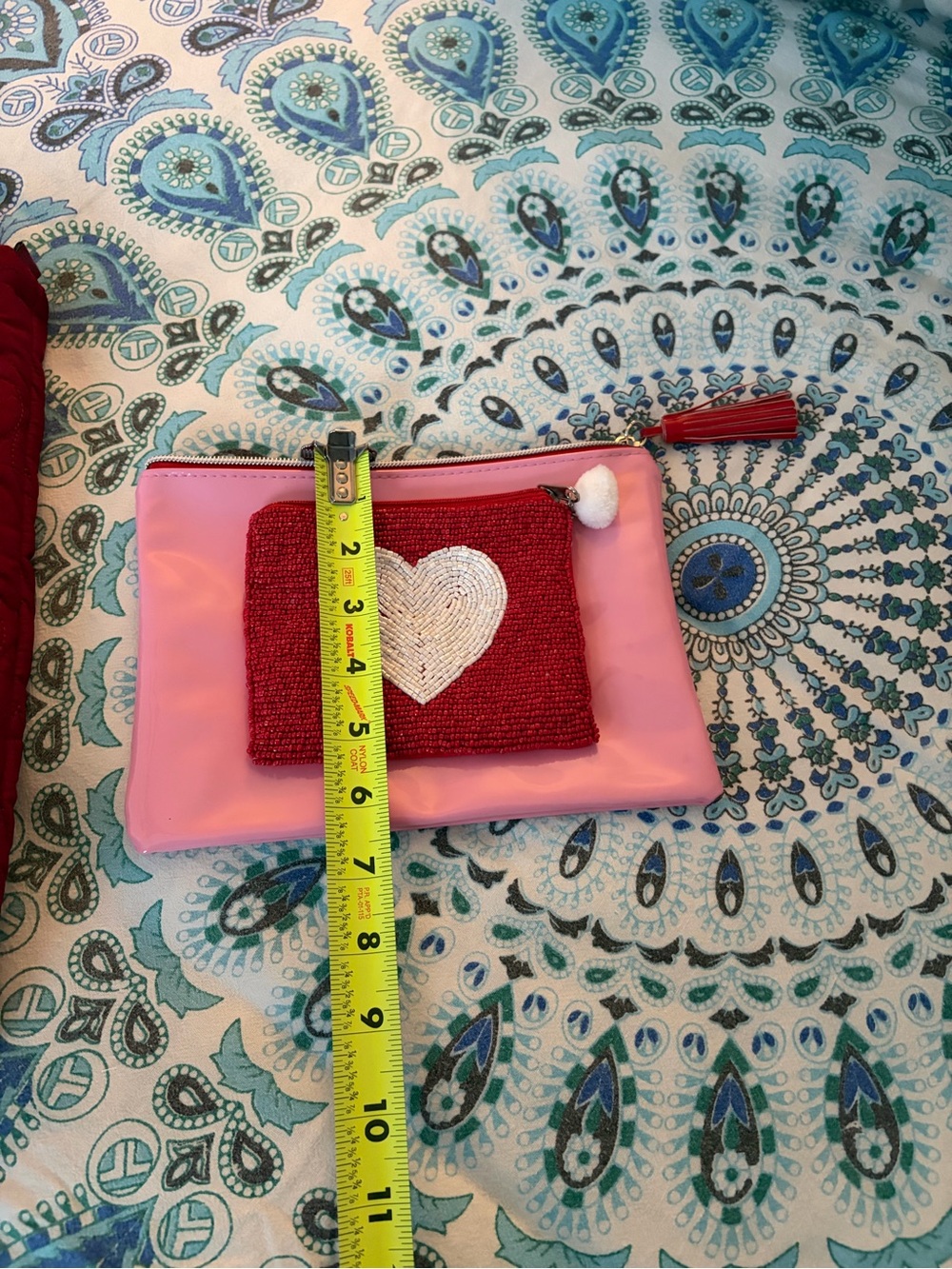 Victoria's Secret Red Quilted Tote with Pink 'Love' Pouch & heart pouch - Picture 8 of 9